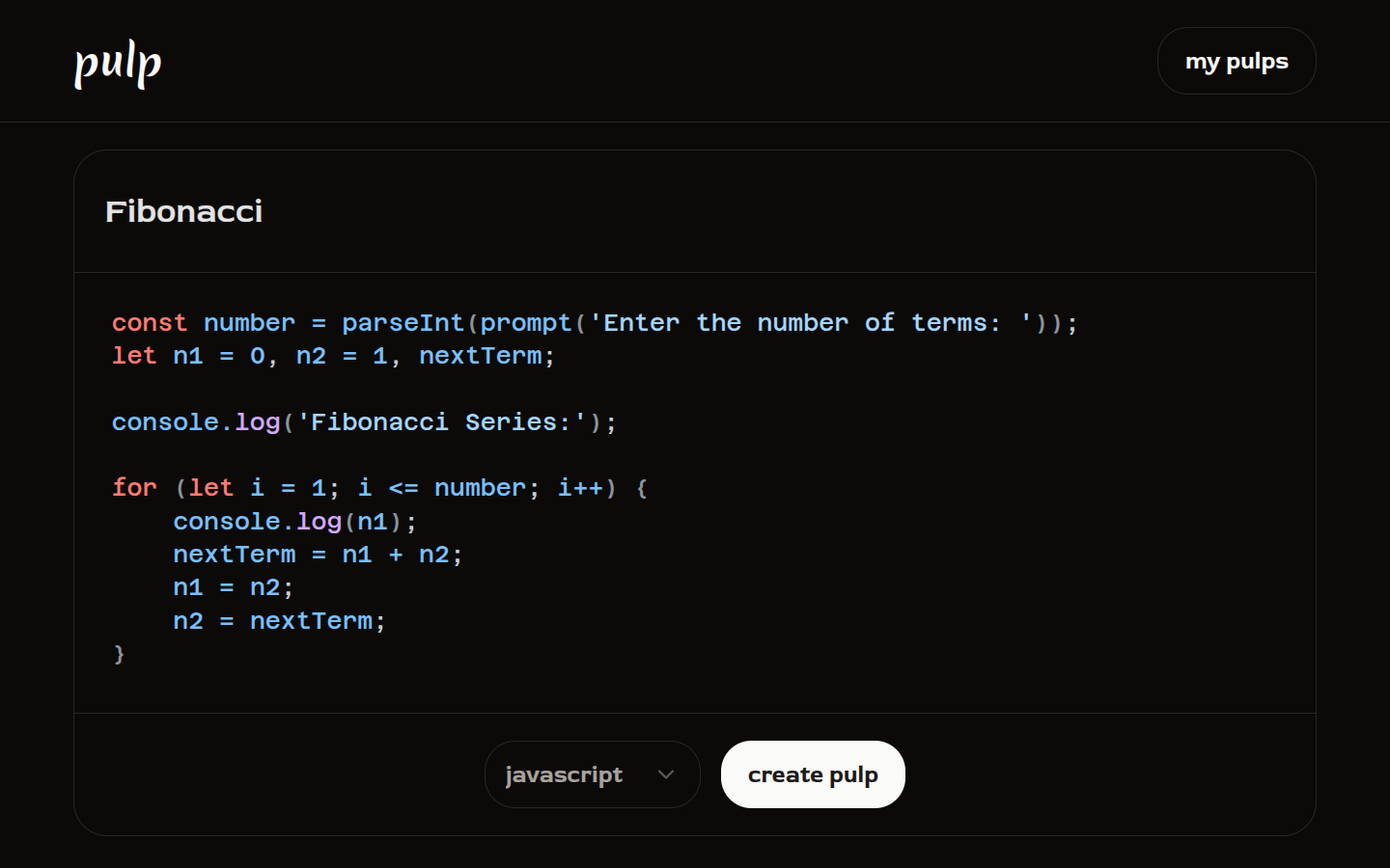 pulp - share code seamlessly screenshot 1